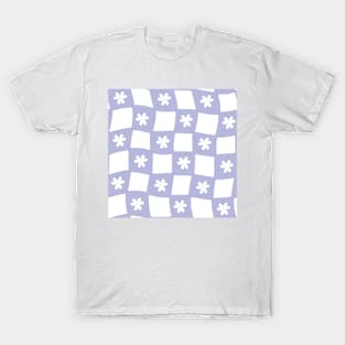 Large Floral Checker Board - pastel lilac purple T-Shirt